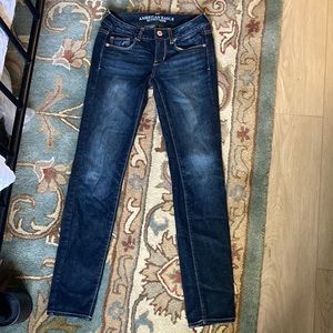 American Eagle Outfitters skinny stretch dark blue jeans size 0